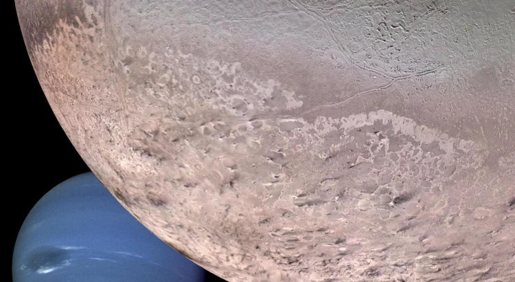 Montage of Neptune and its moon Triton Montage of Neptune and its moon Triton