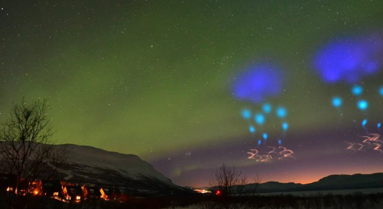 Similar scientific experiments for aurora studies have been done by NASA from the Norwegian space base on Andøya. Northern lights cameras in Abisko captured the colorful clouds. Similar scientific experiments for aurora studies have been done by NASA from the Norwegian space base on Andøya. Northern lights cameras in Abisko captured the colorful clouds.