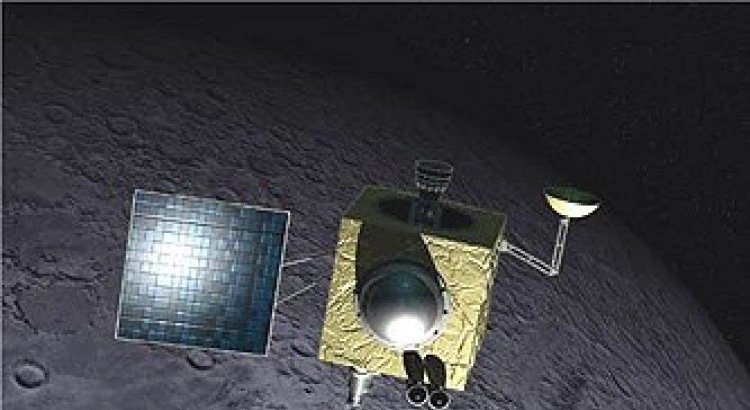 Illustration gjord av ESA av satelliten Chandrayan-1, som fortfarande sedan oktober 2008, är i omloppsbana runt månen.