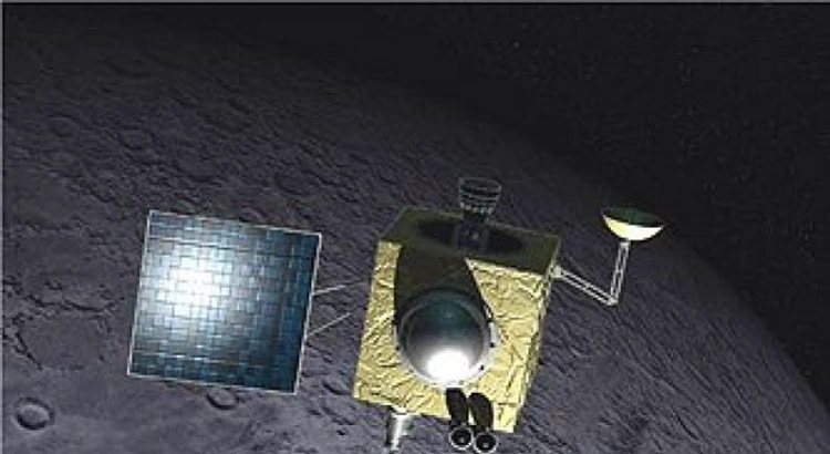 Illustration gjord av ESA av satelliten Chandrayan-1, som fortfarande sedan oktober 2008, är i omloppsbana runt månen.