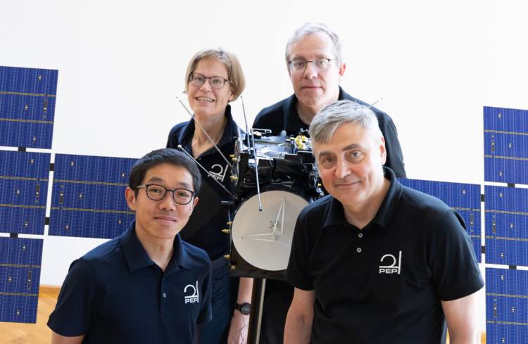 IRF scientist, Professor Stas Barabash (front row on the right in the picture) is Principal Investigator for the PEP instrument package. Here with the IRF scientists from the PEP team in Kiruna, Dr. Manabu Shimoyama (front row left), sensor lead for the PEP instrument JNA, Dr. Martin Wieser, sensor lead for the PEP instrument JDC, and Assoc. Prof. Gabriella Stenberg Wieser, in the operations team for PEP. Photo: Annelie Klint Nilsson/IRF