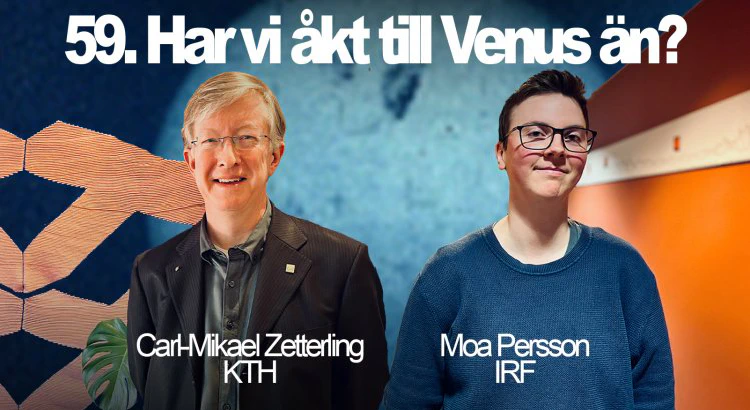 Carl-Mikael Zetterling, KTH och Moa Persson, IRF i avsnittsillustration för podcasten