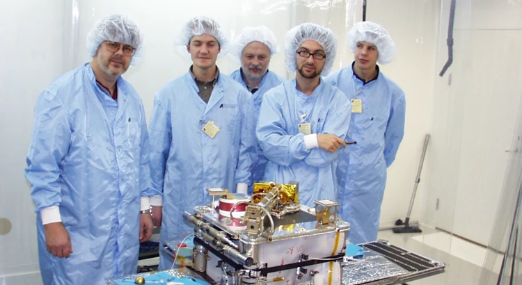 IRF staff and the satellite Astrid-2