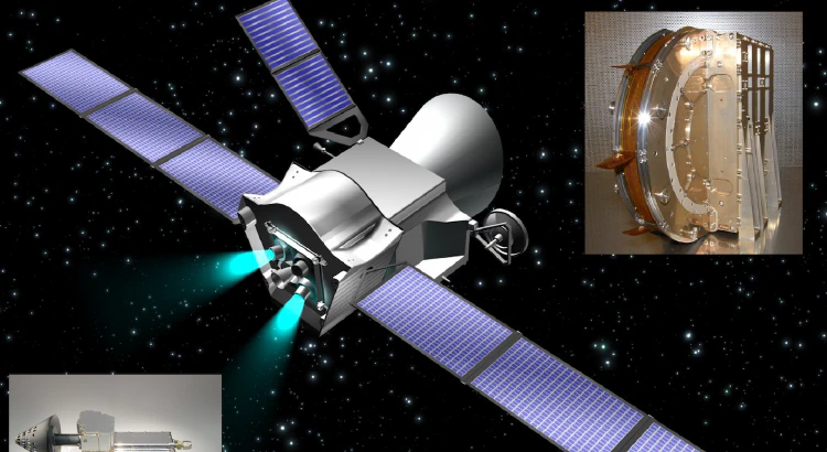 Konstnärs tolkning av BepiColombo med MIPA (vänster) och ENA (höger)