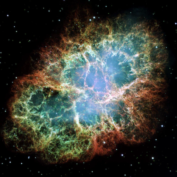 A classic example of turbulence in an astrophysical object: the highly turbulent supernova remnant Crab nebula. Image: NASA, ESA, J. Hester, A. Loll (ASU) Acknowledgement: Davide De Martin (Sky Factory).